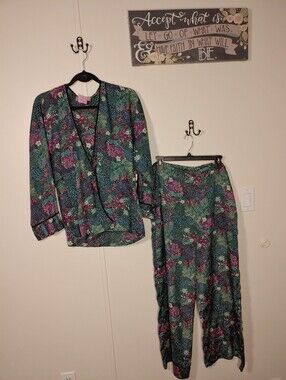 Vintage Gorgeous XL R. Michael Alan Green/pink Stunning Pajama Set
